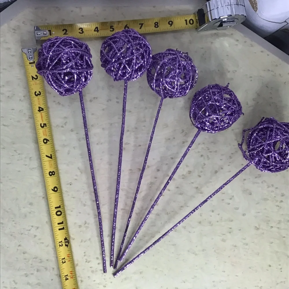 Purple Glitter Vase Decorative Sticks